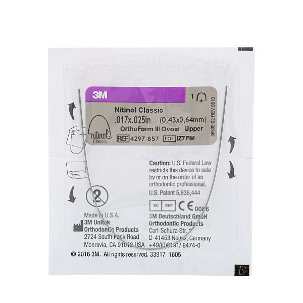 Дуга нитиноловая Unitek Classic .019x.025 НЧ  ФIII 3М