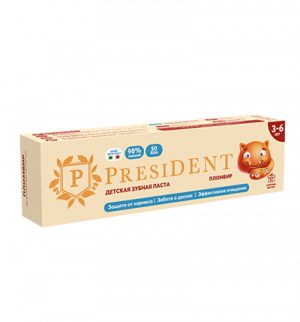 зубная паста детская PRESIDENT 3-6 Пломбир (50 RDA) 50 г
